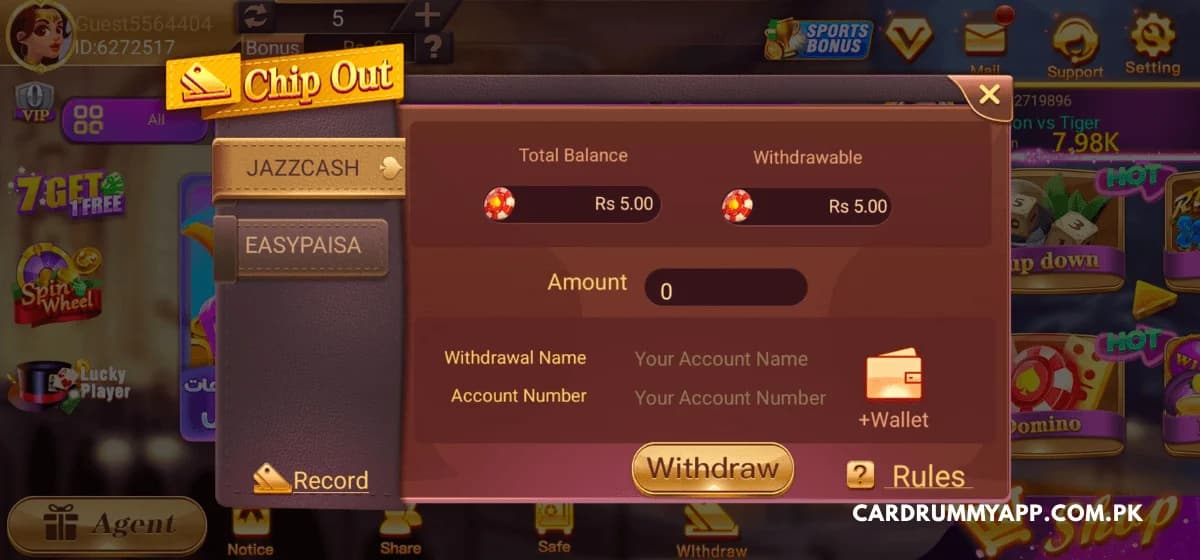 Card Rummy Withdraw Money